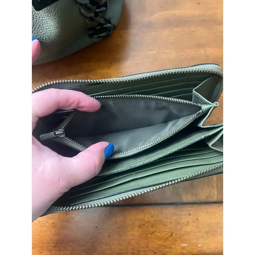 Coach Pebbled Leather Accordion Zip Wallet